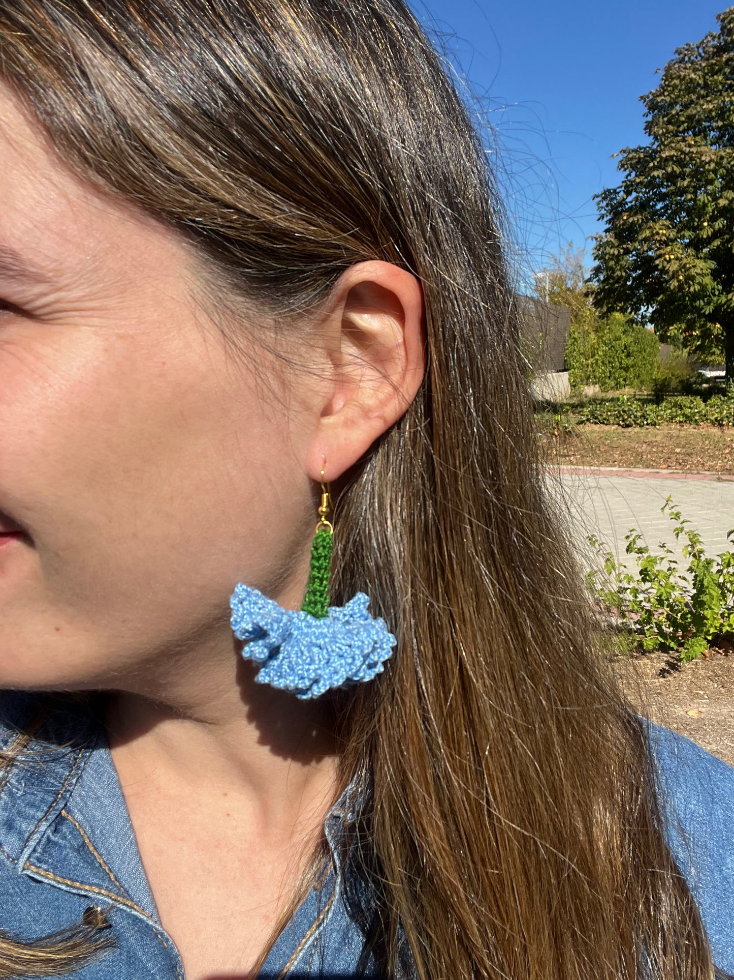 Pendientes Clavel azul